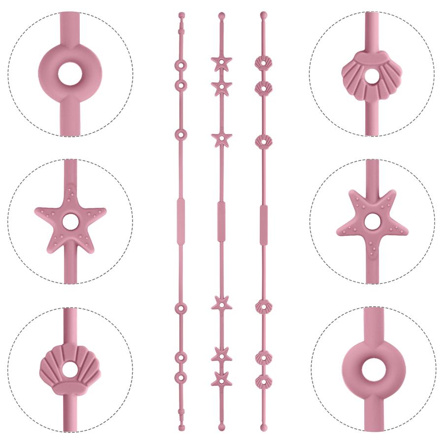 Color Kids 3PC Silicone Pacifier Clips Solid Color Pacifier Chain Cartoon Baby Toys Adjustable Baby Essentials Soft Baby Gift