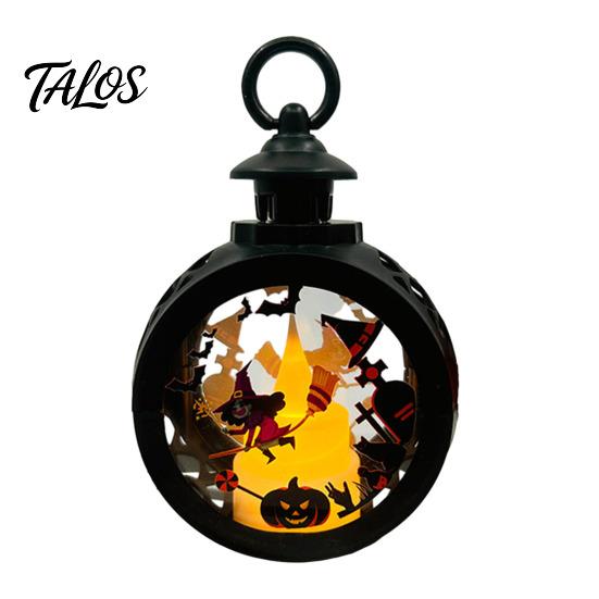 LED Decorative Flame Light Halloween Retro Pumpkin Lantern, Electronic Candle Light, Vintage Festive Lighting Handheld Lamp for Bar Haunted