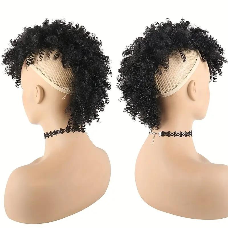 New Arrival Synthetic Ponytail with Bangs Afro Kinky Curly Mohawk Ponytail Bun Clip in Hair Extension for Black Women