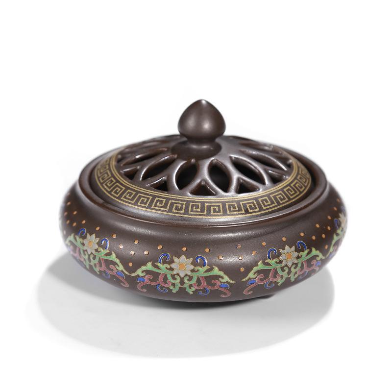 

Ceramic Lotus Incense Burner Enamel Painted Coil Holder Home Fragrance Lotus Burner Celadon Sandalwood Plate Aromatherapy Tower
