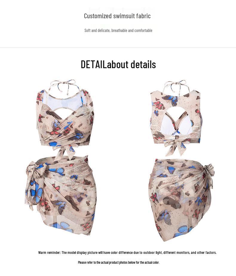 Women's 2025 Four-Piece Swimsuit Set: Long Sleeve Bikini & Maxi Dress for Seaside Vacations