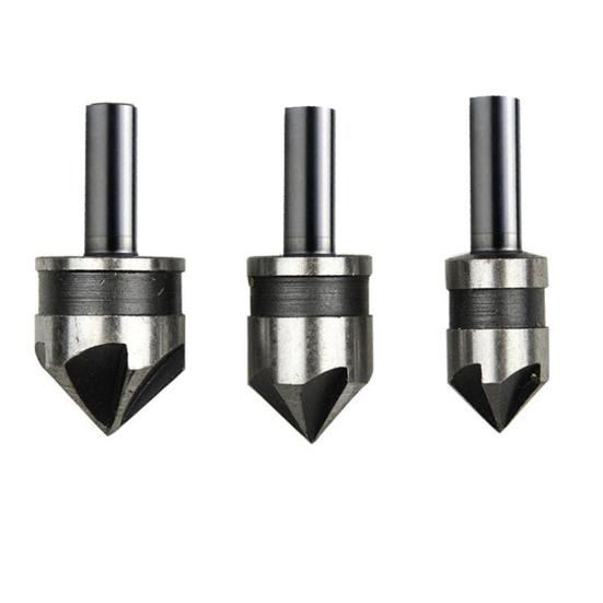 3Pcs Chamfer Countersink Kit High Strength Save Labor Long Lifespan Useful Wood Metal Boring Drill Bits Workshop Supplies