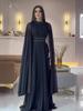 2024 Autumn Luxury High-End Solid Color Long Dress with Round Neck & High Waist