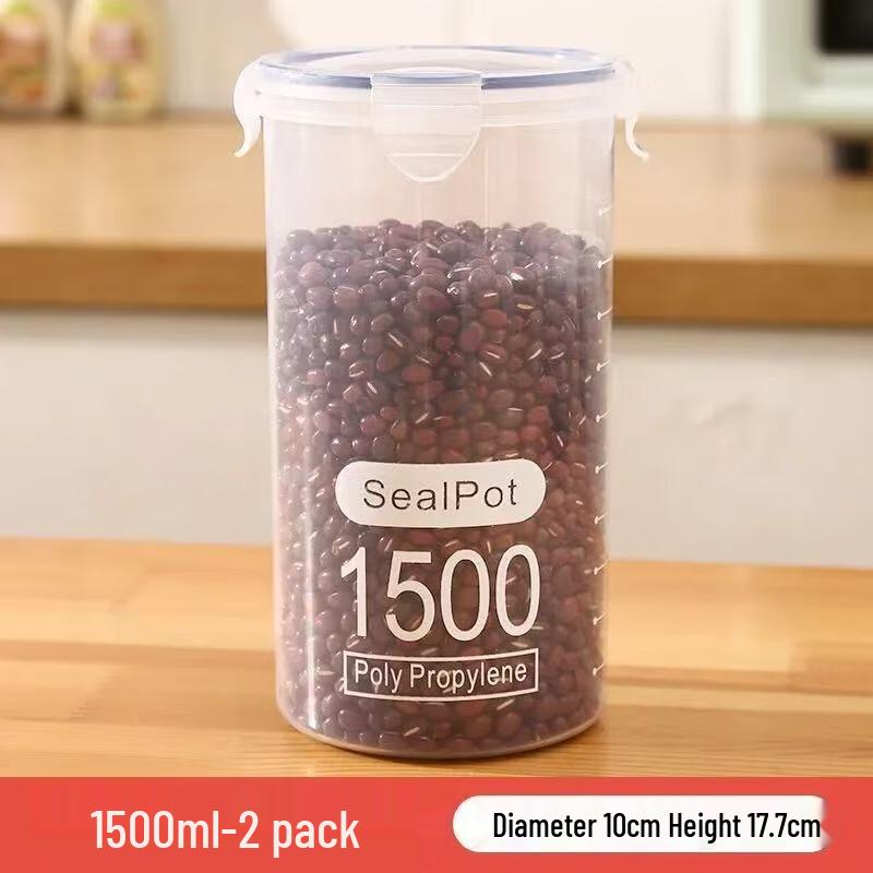 Alliance Plastic Airtight Food Storage Jars, 1500ml (2-Pack)