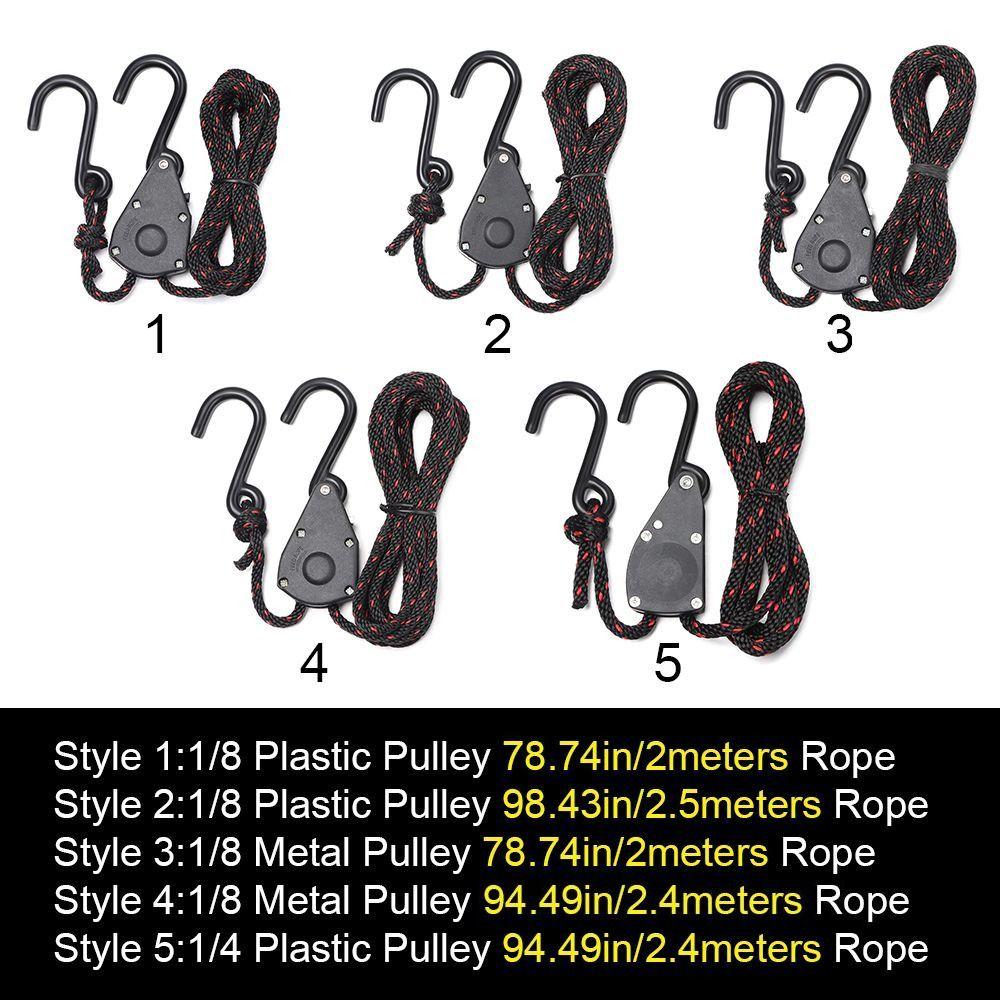 Luci Attrezzo da Campeggio Sollevamento Corda Regolabile Fissaggio Fibbia Fissa Puleggia Tenditore Ganci a Cricchetto
