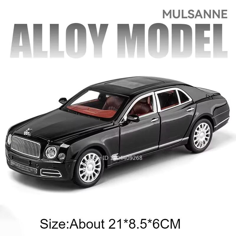 

1:24 Scale Mulsanne Bentayga Car Model Toy Metal Diecast Pull Back Doors Opened Miniature Vehicle Models Boys Sound Light Gifts