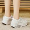 Women's Hole Sneakers Height Increase White Leather Platform Casual Summer Thick Sole Elevator Shake Shoes