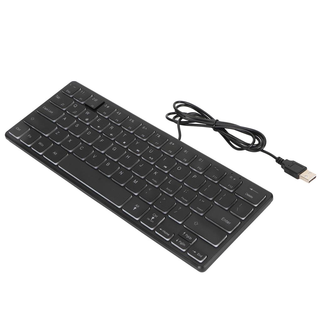 64 Keys RGB Backlit Keyboard USB Wired Gaming Keyboard Portable Mute Compact Small Keyboard for PC
