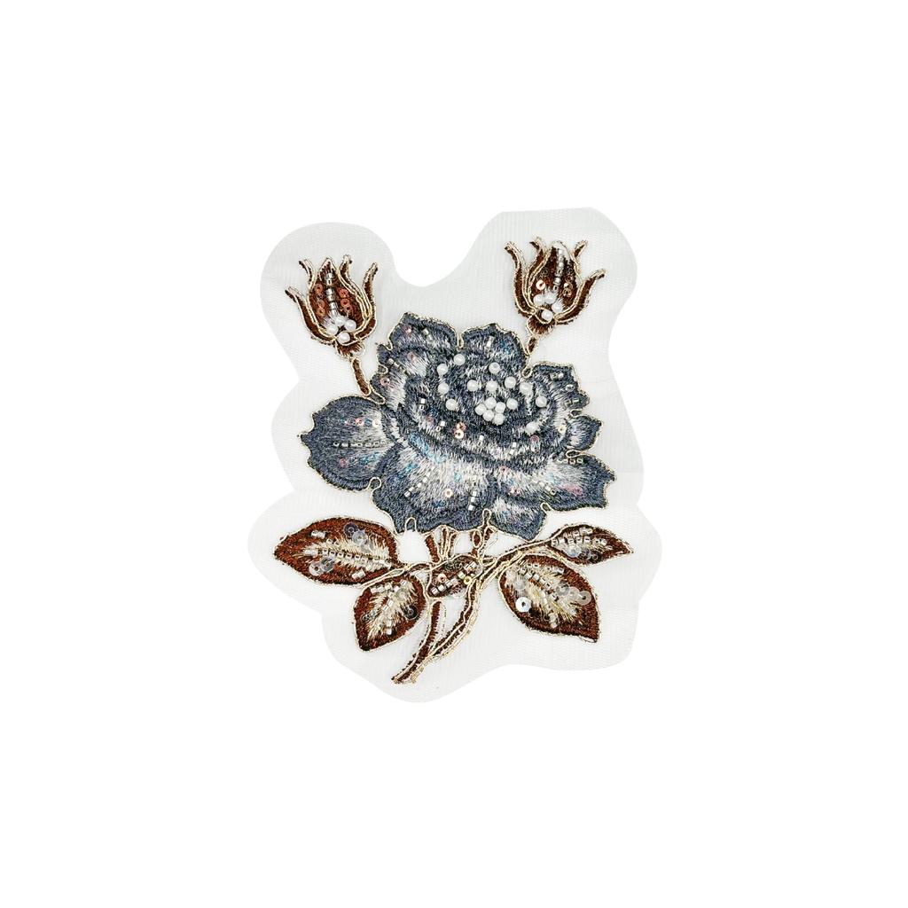 Ethnic Style Handmade Beads Three-Dimensional Embroidery Flower Applique Hanfu Horse Dress Cheongsam Decorative Cloth Sticker Accessories