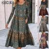 Fashion Autumn Winter Long Sleeve O-Neck Casual Dresses