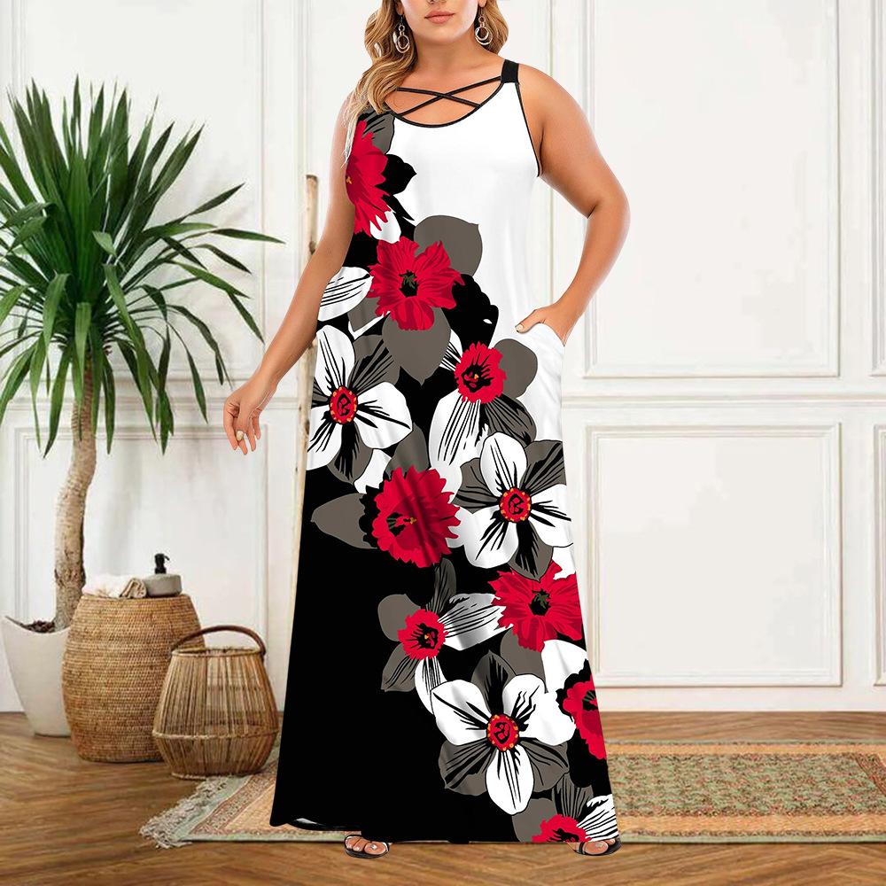 

Женская мода, лето, весна, повседневные платья без рукавов с U-образным вырезом XXXXXL