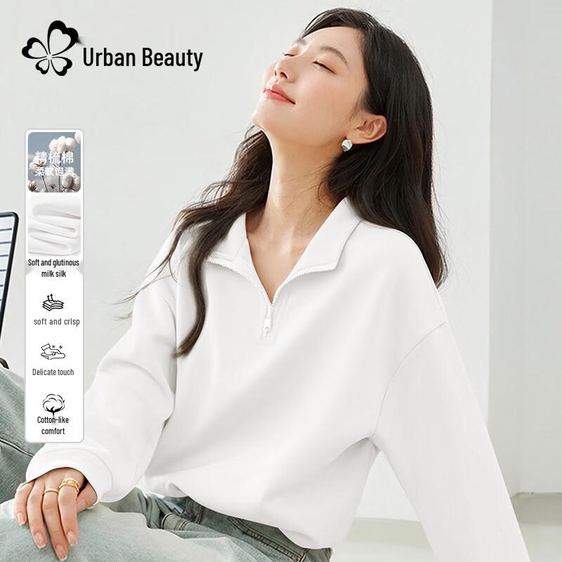 Urban Lady Women's Half-Zip Polo Neck Short Sweatshirt