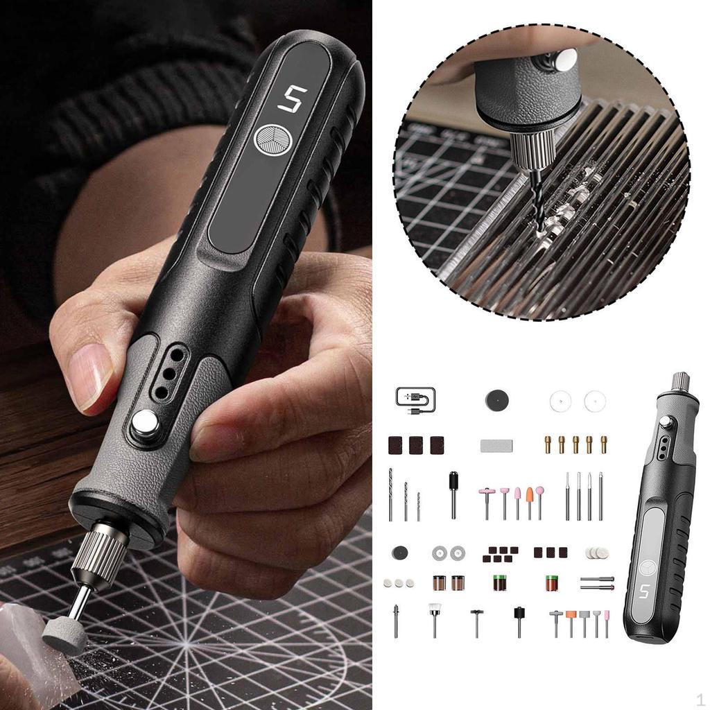 Mini Cordless Rotary Tool 5 Speeds Adjustable Accessories USB Rechargeable Electric Pen for Sanding