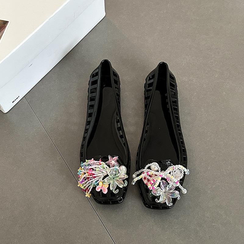 Versatile casual retro breathable single shoes women's summer fashion cartoon hollow comfortable cool crystal shoes decorative single shoes