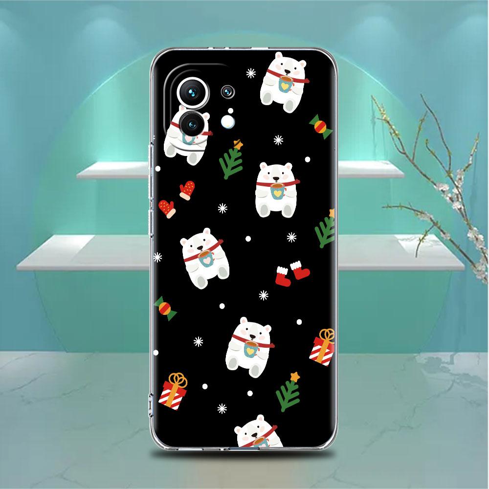 

Прозрачный чехол с рождественским рисунком снеговика для Xiaomi Mi Poco X3 NFC M3 Pro F3 F1 11 Lite 12 Note 10 11T 9T, прозрачный чехол для телефона Redmi Note 9S
