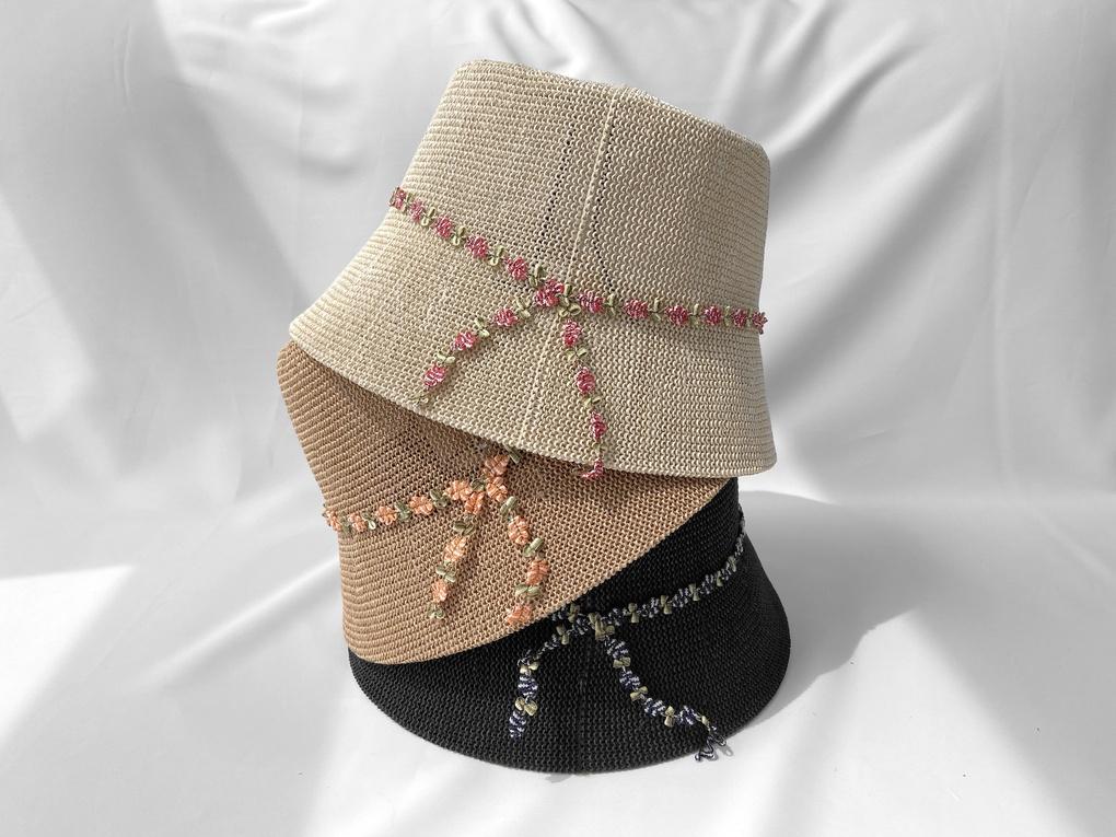 Женская унисекс шляпа-ведро Цветочная линия Beige