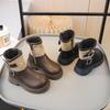 Girls Martin Boots British Fashion Children's Short Boots 2025 Winter New Velvet Thermal Cotton Boots Girls Leather Boots