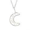 Silver Hand-Wound Colorful Gravel Bead Crystal Amethyst Moon Pendant Necklace N130