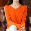 Women's V-Neck Seamless Wool Sweater - Loose, 100% Cashmere Knit for Autumn/Winter