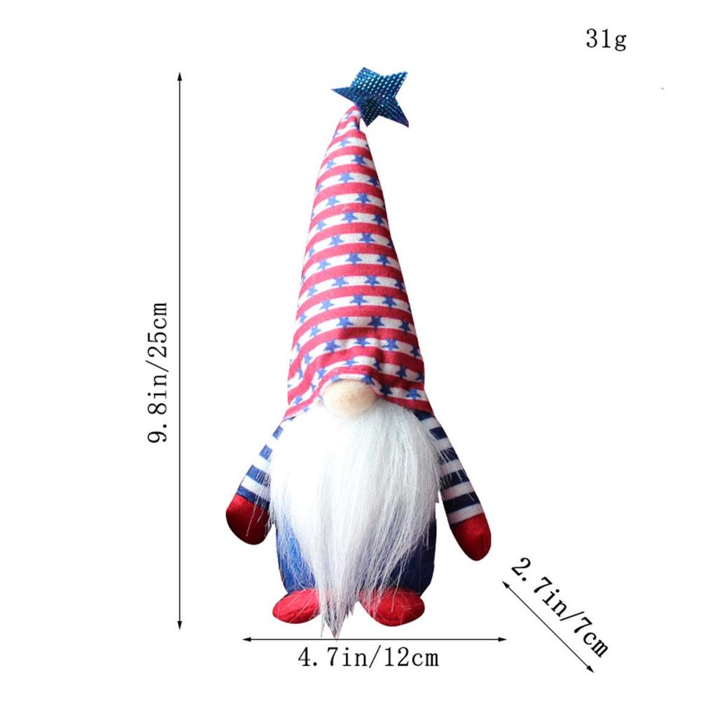 Patriotic Flag Dwarf Doll: Striped Faceless Ornament for Independence Day