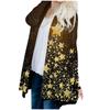 Cardigan feminino estampado de Natal com manga comprida e frente, blusa estampada e jaqueta leve