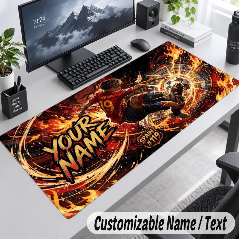 Lamine Yamal Personalisiertes Großes Mauspads Benutzerdefinierter Name Text Erweiterte Schreibtischmatte Gaming-Mauspad