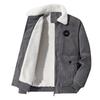 Corduroy Jacket Men's Autumn and Winter Thickened Velvet Casual Lapel Jacket Green and Medium Lamb Velvet Warm Winter Wear