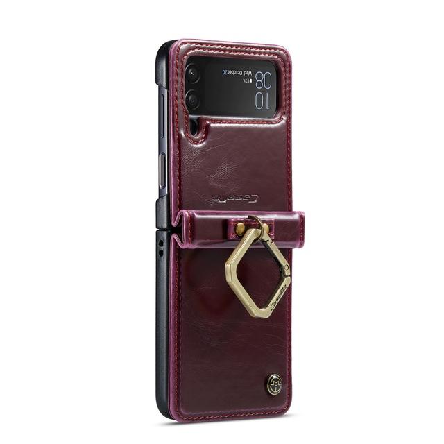 Leather Protection Phone Case For Samsung Galaxy Z Flip4 Flip 4 5g Zflip4 Non -Slip Phone Strop Ring Cover For Samsung Flip4