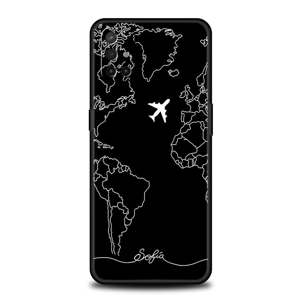 Phone Case For OnePlus 12 11 10 9 Pro 9T 12R 10R 9RT 10T 8T 8 7 6T 7T Nord 2T CE 2 5G Cover Cartoon World map scenery direction