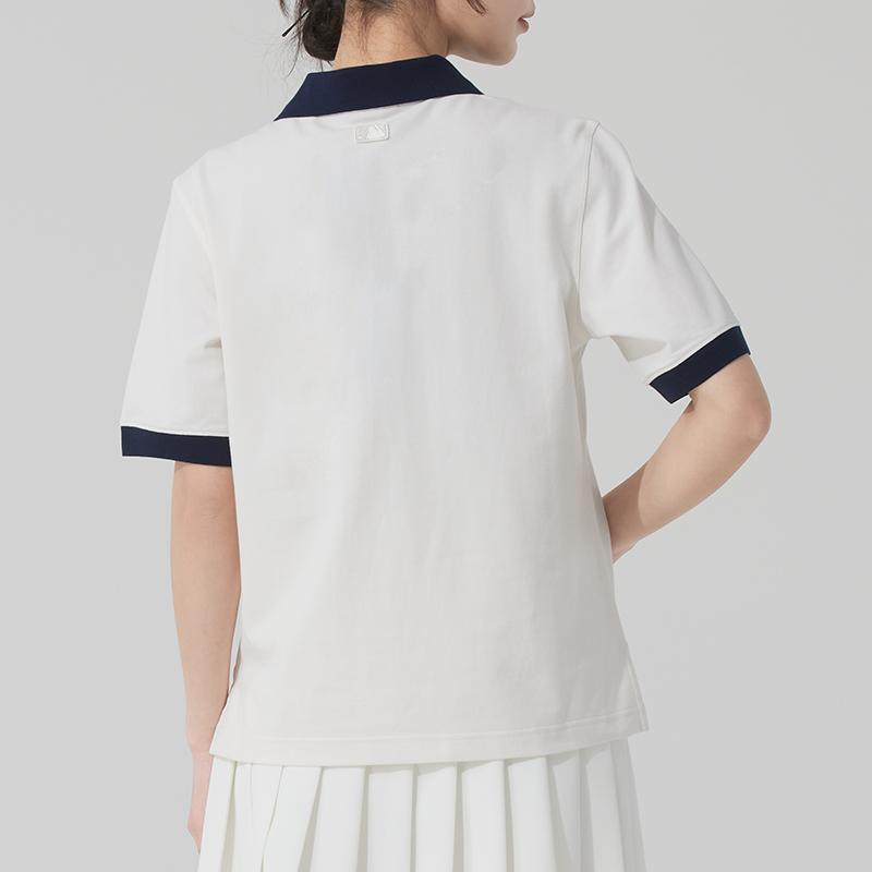 New MLB New York Yankees SS25 Polo Shirt Women's Ivory 3FPQB0153-50IVS