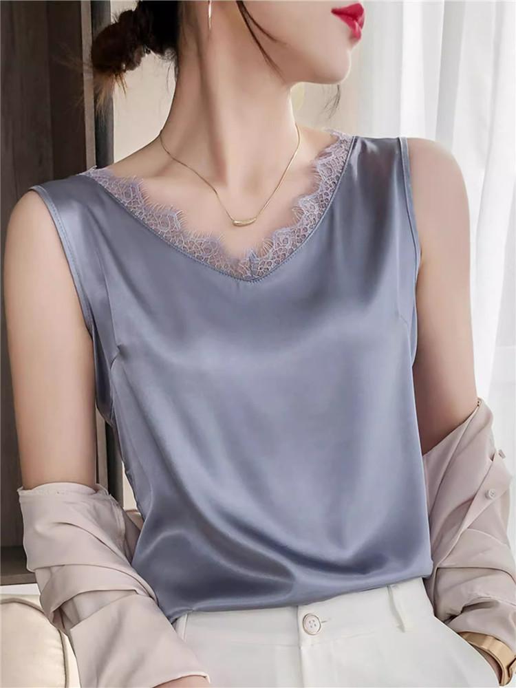 V-neck lace sling vest women's summer new versatile and thin foreign fashion versatile sleeveless bottoming top