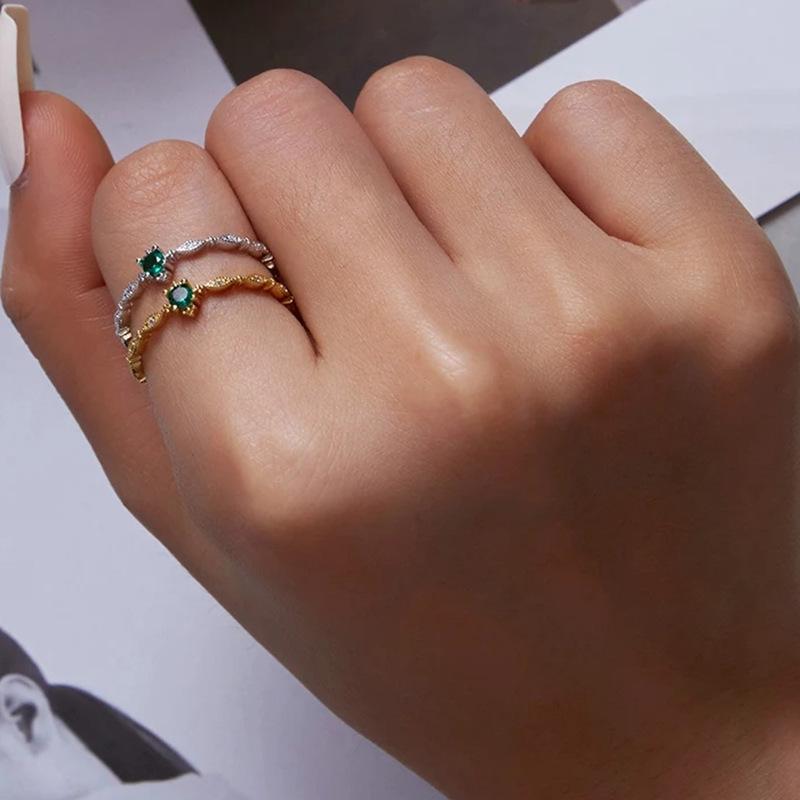 S925 Sterling Silver Marquise Green Gemstone Ring for Women - High-End European & American Style Fashion