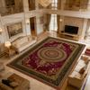 European Red Retro Large Apartment Soft Carpet Decoration Living Room Non-slip Luxury Rug Easy Clean Lint-free Coffee Tables Mat