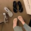 Rhinestone Temperament Set Toe Slippers Women's Summer Wear 2025 High Heels Go Out with Skirts Pinch Feet with Sandals