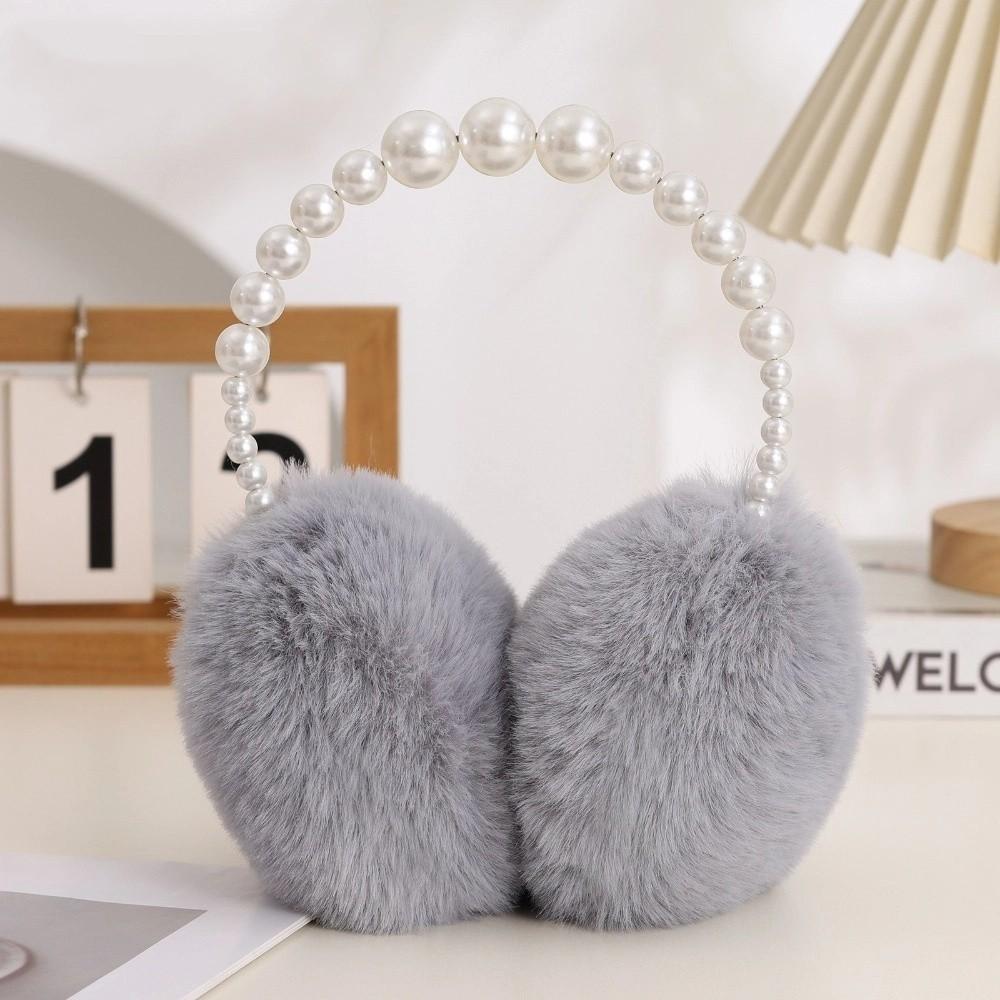 Soft Plush Ear Covers Anti-rabbit Fur Pearl Ear Protect Fashion Ear Muffs  Women