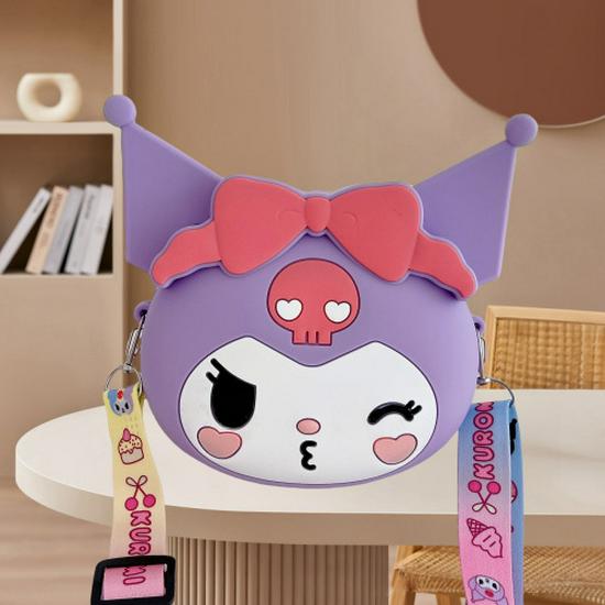 Kuromi & My Melody Cute Silicone Crossbody Bag - Fashionable Children's Coin Purse & Women's Storage Bag