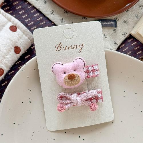 Autumn Retro Sweet Pink Coffee Leopard Pattern Bow Rabbit Hairpin Hair Ring Temperament Baby Tie Ball Head Flower Girl