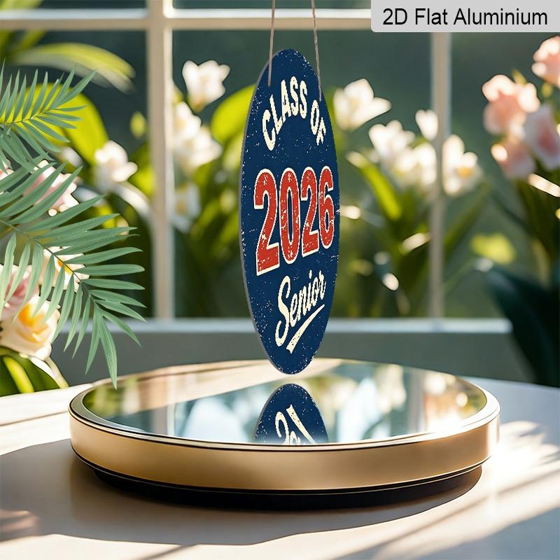 2D Flat Aluminum 2026 Graduation-themed Wall Hanging Is Available in Multiple Sizes. Its American Retro Navy Blue and Red Design Makes It A Perfect