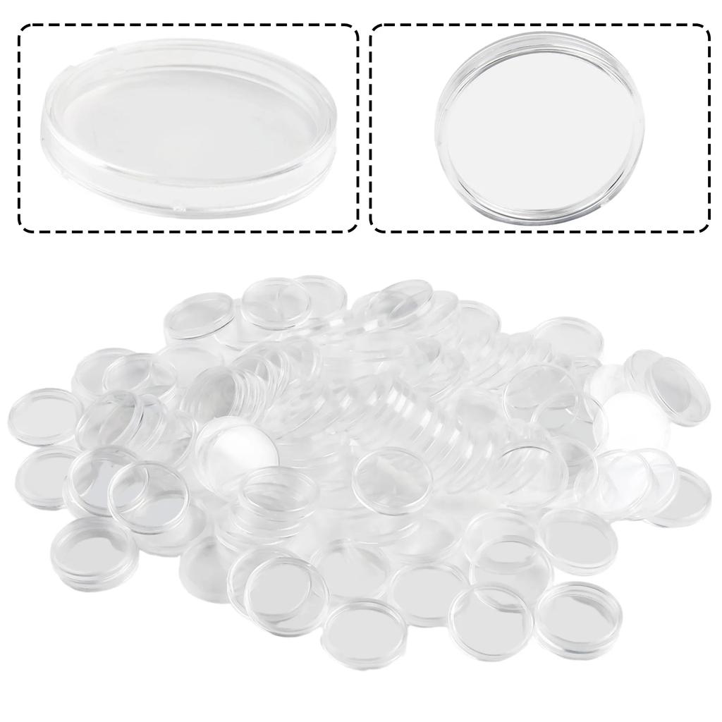 Clear Plastic Coin Storage Boxes, 34mm Capsules Holder, Pack Of 100, Protect Your Commemorative Coins From Dust And Oxidation