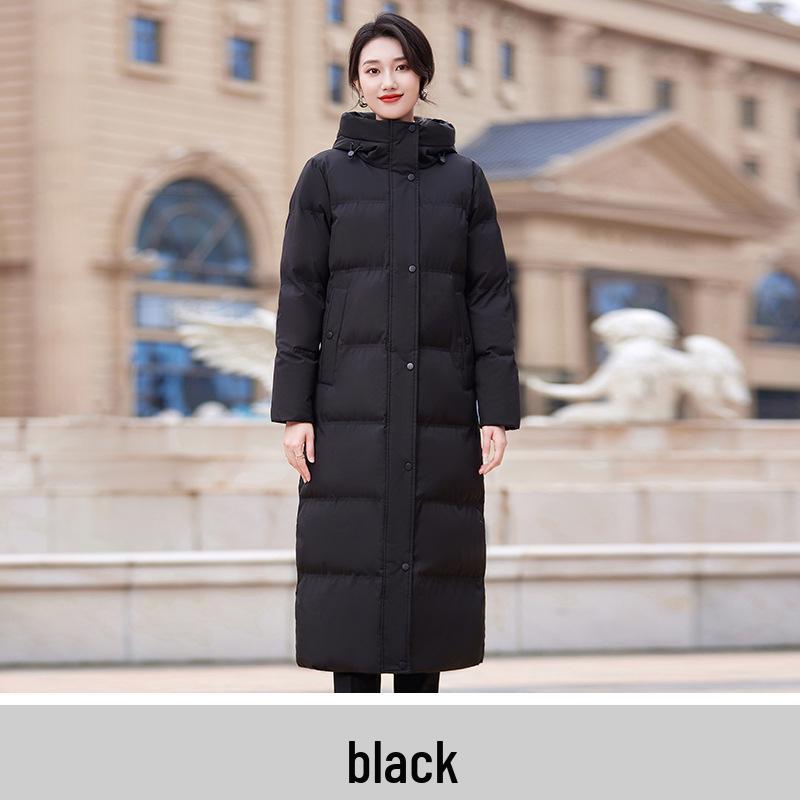 

Женское черное пуховое хлопковое пальто средней длины - Профессиональная рабочая одежда для ювелирных магазинов, стойки регистрации отеля и офисных продаж. M