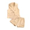 Girls' Fashion Suit Summer Children's Suit Sleeveless Top White Strapless Cuffed Shorts 3-piece Suit