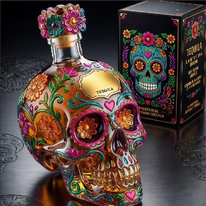 Bottiglia da Whiskey Teschio Decanter Creativo in Vetro Borosilicato Ornamento da Collezione Artigianato Decanter per Vino per Esposizione in Casa Conservazione del Vino