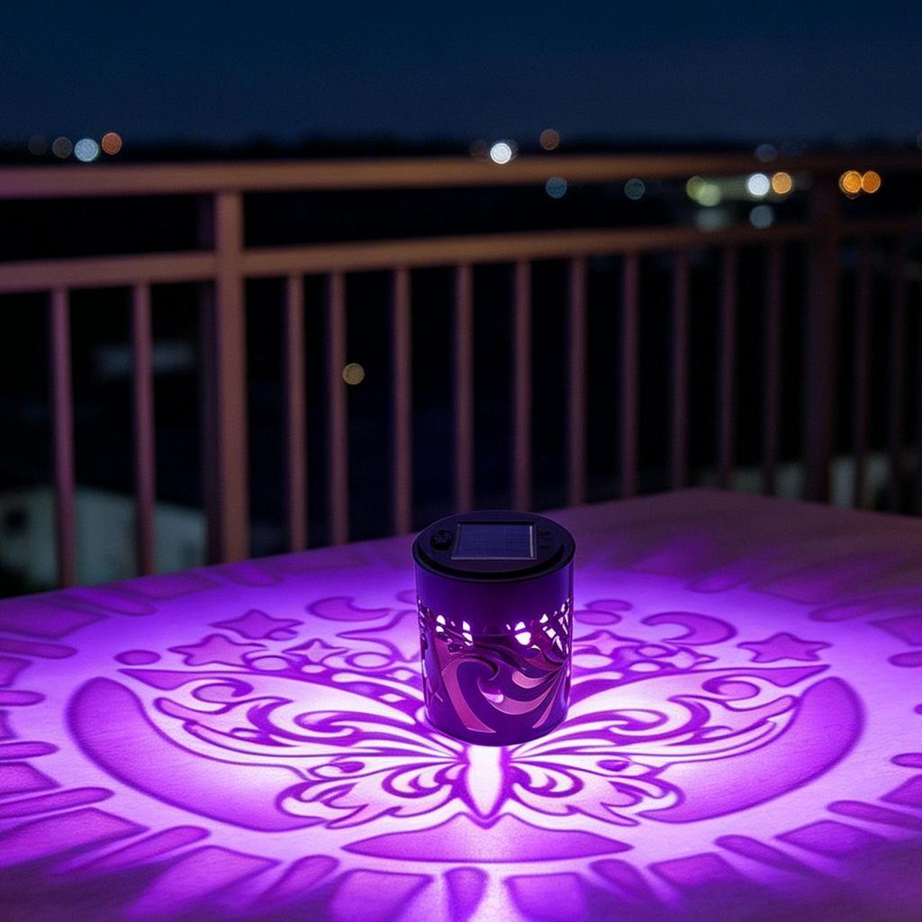 Solar Deck Lights Color Changing Butterfly Wall Projector Lights Fence Solar Lighting for Outdoor Apartment Garden Post Patio
