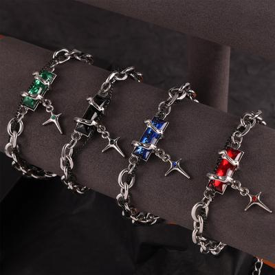 Titanium Steel Jewelry Set Cross Pendant Diamond Accessories Couple Bracelet Necklace