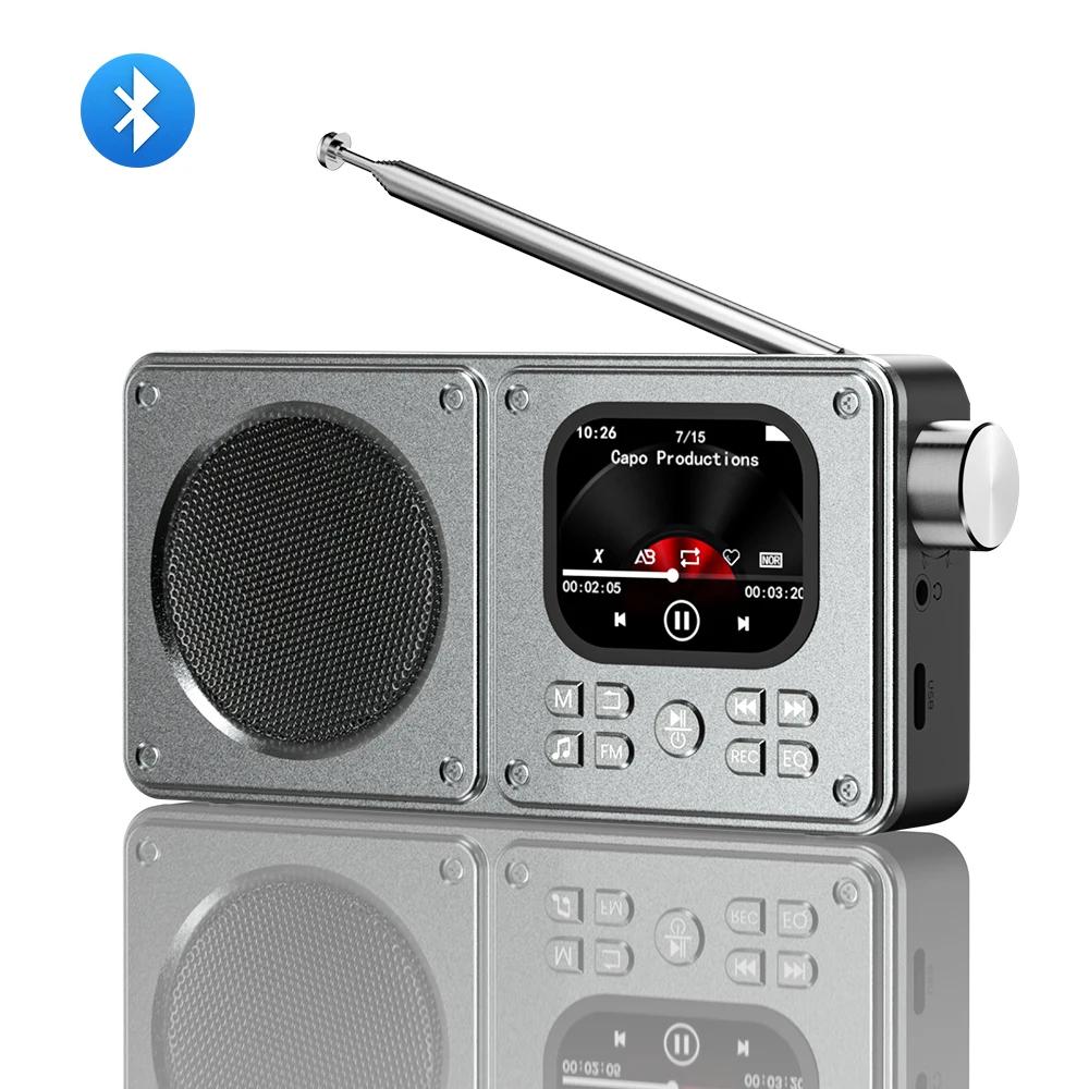 

Портативний FM-радіо MP3 Бездротові Bluetooth-колонки BT5.4 з РК-екраном, годинником, відображенням текстів пісень, антеною, вхід AUX, TF-карта, відео сірий колір
