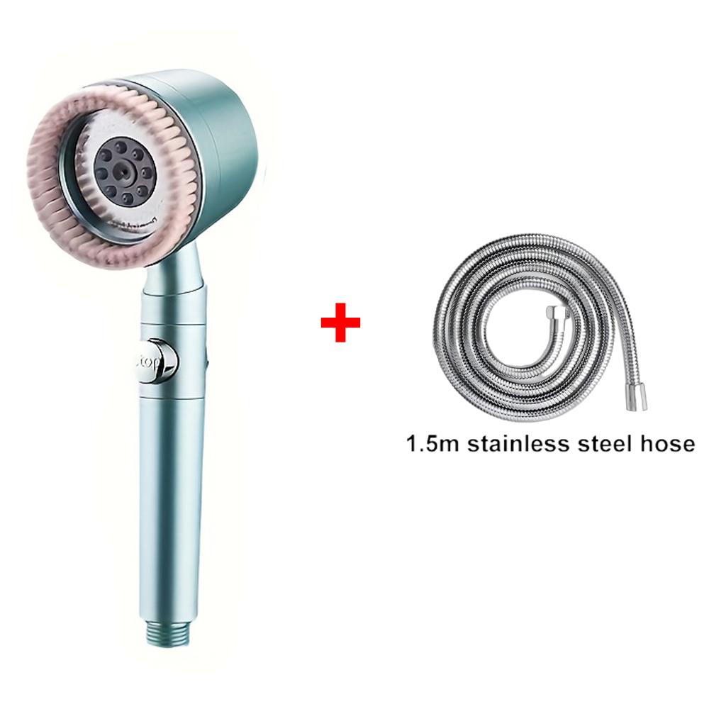 Pommeau de douche 5+1 modes avec brosse de massage ABS Haute pression Économie d'eau Portable Filtre de salle de bain Pommeau de douche Arrêt d'eau à une touche