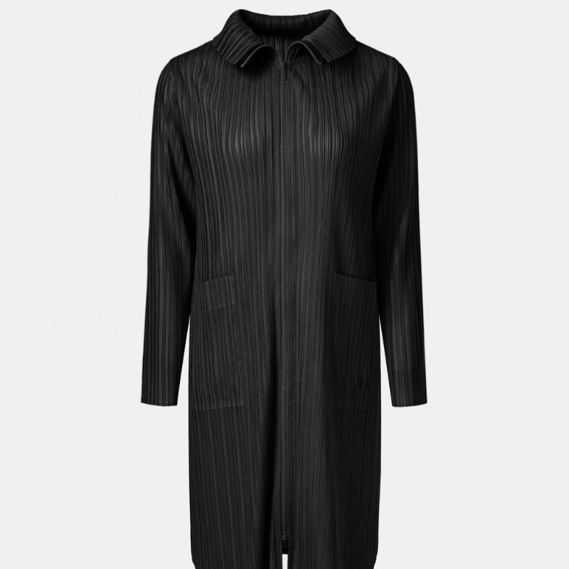 Pleats Me Big Collar Zip Up Pleated Jacket Ppjks026021