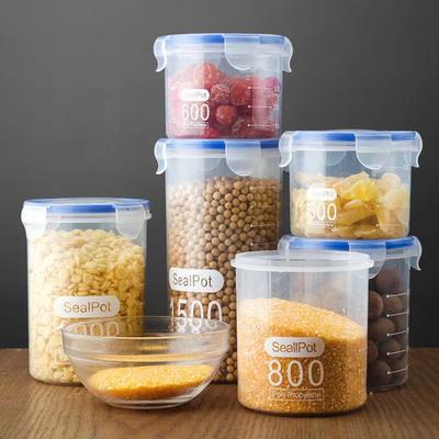 Large Capacity Kitchen Food Storage Canisters Sealed Plastic Refrigerator Storage Tank Multigrain Organizer with Scale