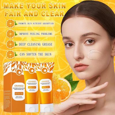 Orange Enzymes Exfoliating Gel | Deep Cleansing Face & Body Scrub | Dead Skin Remover, Pore Cleansing & Brightening Gel | Moisturizing Exfoliator