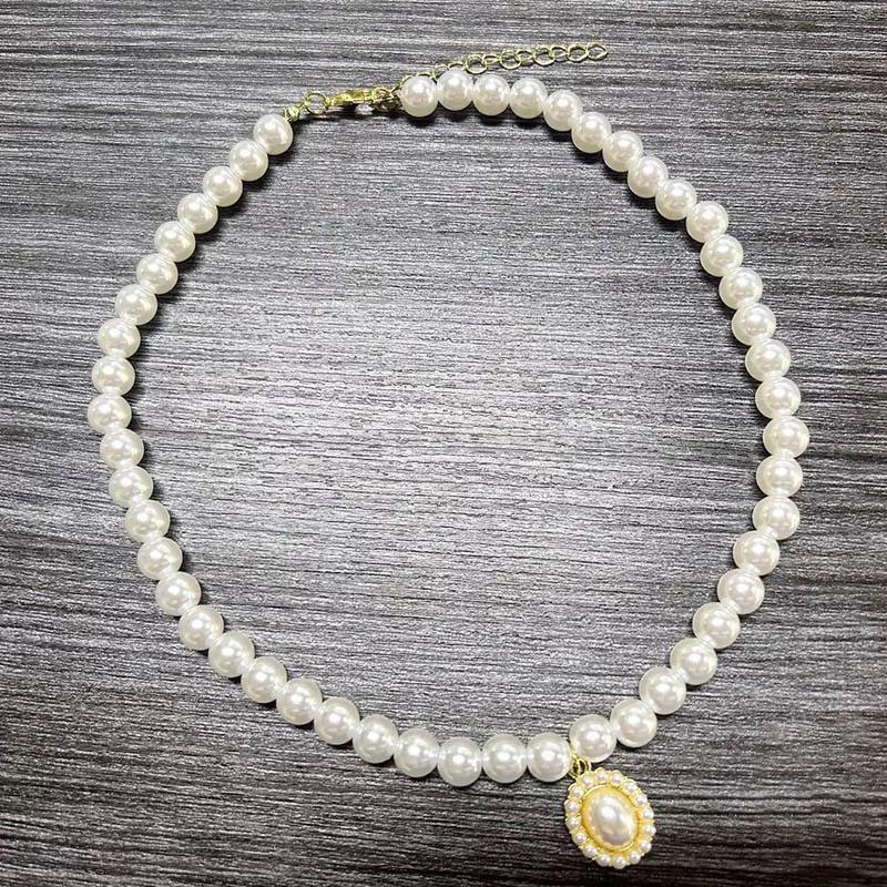 Korean New Imitation Pearl Choker Colar Thick Chains With Pendant Necklace For Women Fashion Choker Necklaces Jewelry Gift